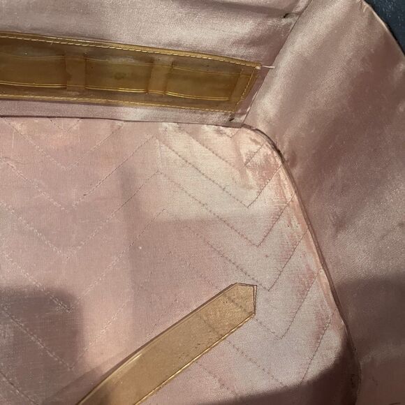 Rare First Lady 1960's Blue Train Case Pebbled, Pink Interior Riveted No Key - Picture 10 of 16